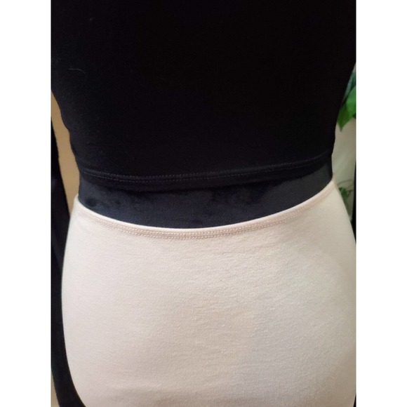 Nasty Gal Womens Black & Cream Rayon V Neck Long Sleeve Knee Length Dress Medium - Picture 7 of 13